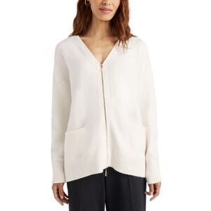 Splendid Zeena Zip Front Cardigan Snow White V-Neck Sweater RW4S180 Large NEW